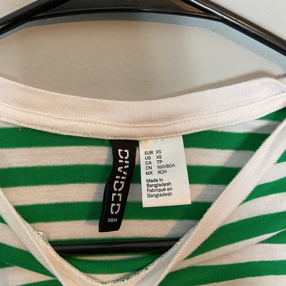 H&M XS Green/White Striped Crop Top - Picture 5 of 6